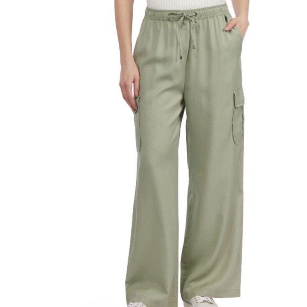 Mexx Sage Green Wide-Leg Cargo Trousers